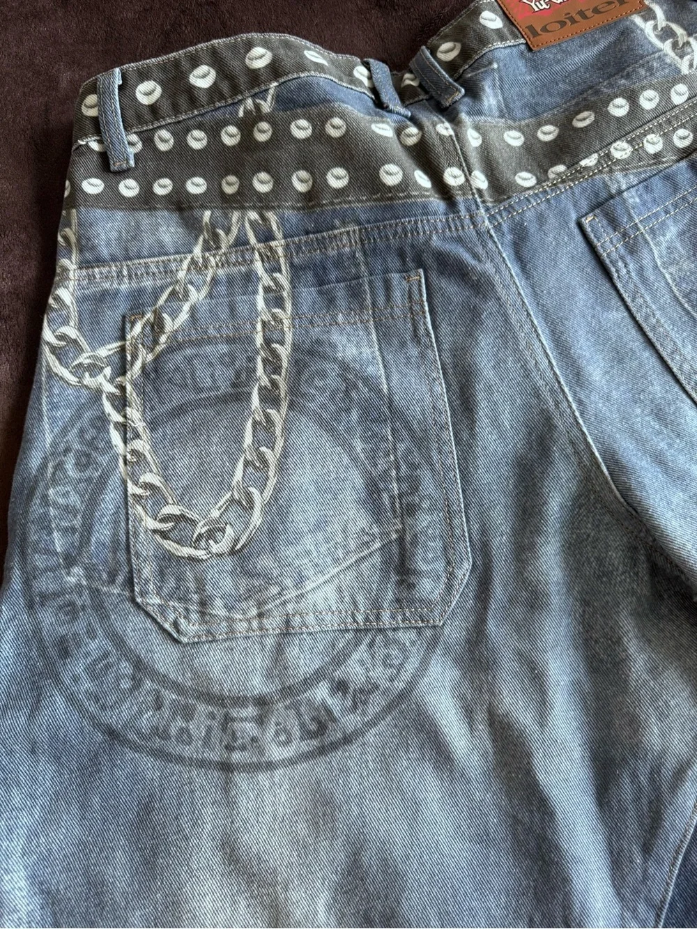 Loiter x Yu-Gi-Oh Denim Jeans Size 32 β Printed Anime Streetwear Pants β Rare - Picture 12 of 16